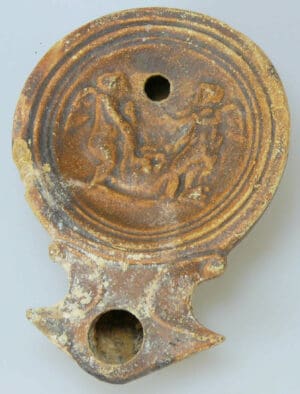Romain - Lampe à huile - Deux anges - 100-200 ap J.-C.