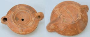 Romain - Lampe à huile en terre cuite - Cercles concentriques - 2ème-3ème siècle