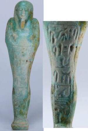 Egypte - Basse époque - Oushebti en fritte - 633-332  av. J.-C. (26-30ème dynastie)