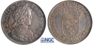 Louis XIV (1643-1715) - ¼ d’écu à la mèche courte - 1643 A (Paris) point