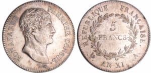 Bonaparte premier consul (1799-1804) - 5 francs An XI A (Paris) Bonaparte premier consul (1799-1804) - 5 francs An XI A (Paris)