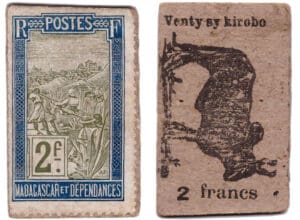 Madagascar - Monnaie de carton - 2 francs (Venty sy kirobo)