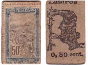 Madagascar - Monnaie de carton - 50 centimes (Lasiroa) Madagascar - Monnaie de carton - 50 centimes (Lasiroa)