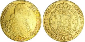 Colombie - Carlos IIII (1788-1808) - 8 escudos 1804 NR JJ (Cathagène des indes)