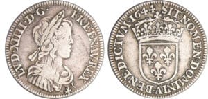Louis XIV (1643-1715) - ¼ d'écu à la mèche courte - 1644 A (Paris) point