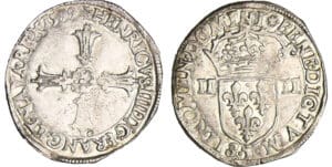 Henri IV (1589-1610) - Quart d'écu à la croix feuillue - 1599 T (Nantes)
