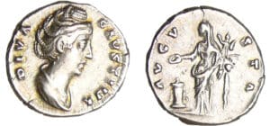 Faustine Mère - Denier (147, Rome) - Vesta