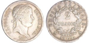 Napoléon 1er (1804-1814) - 2 francs revers empire 1809 A (Paris) Napoléon 1er (1804-1814) - 2 francs revers empire 1809 A (Paris)