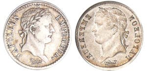 Napoléon 1er (1804-1814) - 1/2 franc revers empire frappe incuse Napoléon 1er (1804-1814) - 1/2 franc revers empire frappe incuse