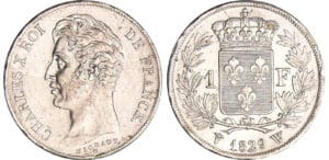 Charles X (1824-1830) - 1 franc 1829 W (Lille) Charles X (1824-1830) - 1 franc 1829 W (Lille)