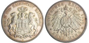 Allemagne - Hamburg - 5 mark 1913 J