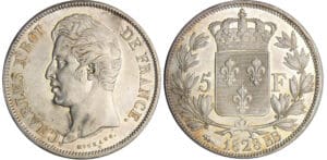 Charles X (1824-1830) - 5 francs 2ème type 1828 BB (Strasbourg) Charles X (1824-1830) - 5 francs 2ème type 1828 BB (Strasbourg)