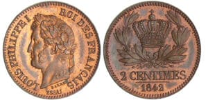 Louis-Philippe Ier (1830-1848) - 2 centimes 1842 essai Louis-Philippe Ier (1830-1848) - 2 centimes 1842 essai