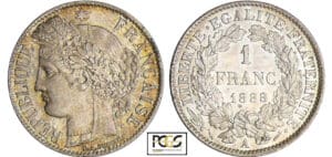 Troisième république (1871-1940) - 1 franc Cérès 1888 A (Paris) Troisième république (1871-1940) - 1 franc Cérès 1888 A (Paris)