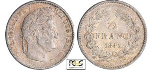 Louis-Philippe Ier (1830-1848) - 1/2 franc 1845 W (Lille) Louis-Philippe Ier (1830-1848) - 1/2 franc 1845 W (Lille)