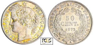 Troisième république (1871-1940) - 50 centimes Cérès 1872 A (Paris) Troisième république (1871-1940) - 50 centimes Cérès 1872 A (Paris)