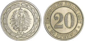 Allemagne (Reich) - 20 pfennig 1887 G
