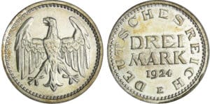 Allemagne - Reich - 3 reichmark 1924 E