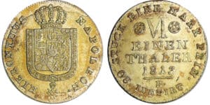 Allemagne - Westlalen - Hieronymus Napoleon (1807-1813) - 1/6 de taler 1813 B Allemagne - Westlalen - Hieronymus Napoleon (1807-1813) - 1/6 de taler 1813 B