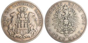 Allemagne - Hamburg - 5 mark 1776 J