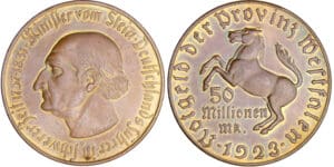 Allemagne - Westphalie - Monnaie de nécessité 50 millionen mark 1923 Allemagne - Westphalie - Monnaie de nécessité 50 millionen mark 1923
