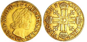 Louis XIV (1643-1715) - Louis d’or à la mèche courte - 1650 D (Lyon) 50 sur 44