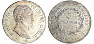 Bonaparte premier consul (1799-1804) - 5 francs An XI A (Paris)