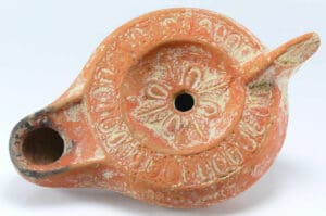 Romain - Lampe à huile en terre cuite rouge - 4ème siècle Romain - Lampe à huile en terre cuite rouge - 4ème siècle