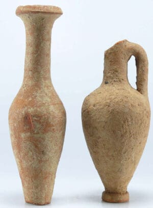 Romain - Lot de 2 fioles en terre cuite - 2ème-4ème siècle Romain - Lot de 2 fioles en terre cuite - 2ème-4ème siècle