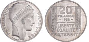 Troisième république (1871-1940) - 20 francs Turin 1938 essai aluminium tranche lisse