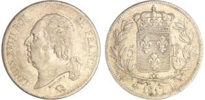 Louis XVIII (1815-1824) - 5 francs au buste nu 1817 L (Bayonne) Louis XVIII (1815-1824) - 5 francs au buste nu 1817 L (Bayonne)