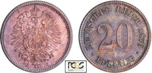 Allemagne - 20 pfennig 1876 G