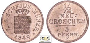 Allemagne - Sachsen - Friedrich August II (1836-1854) - 1/2 neugroschen 1849 F