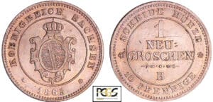 Allemagne - Sachsen - Johann (1854-1873) - Neugroschen 1865 B
