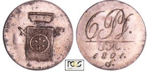 Allemagne - Erfurt, stadt - Johann Friedrich (1596-1634) - 6 pfennig 1801