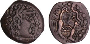 Carnutes - Bronze à l'aigle et à la croisette (52 av. J.-C.) Carnutes - Bronze à l'aigle et à la croisette (52 av. J.-C.)