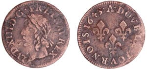 Louis XIII (1610-1643) - Double tournois de Warin - Titulature latine - 1643 A (Paris)