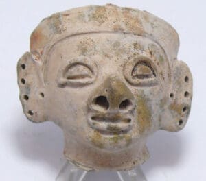 Précolombien - Equateur, Culture La Tolita - Tête en terre cuite - 500 av / 500 ap. J.-C.