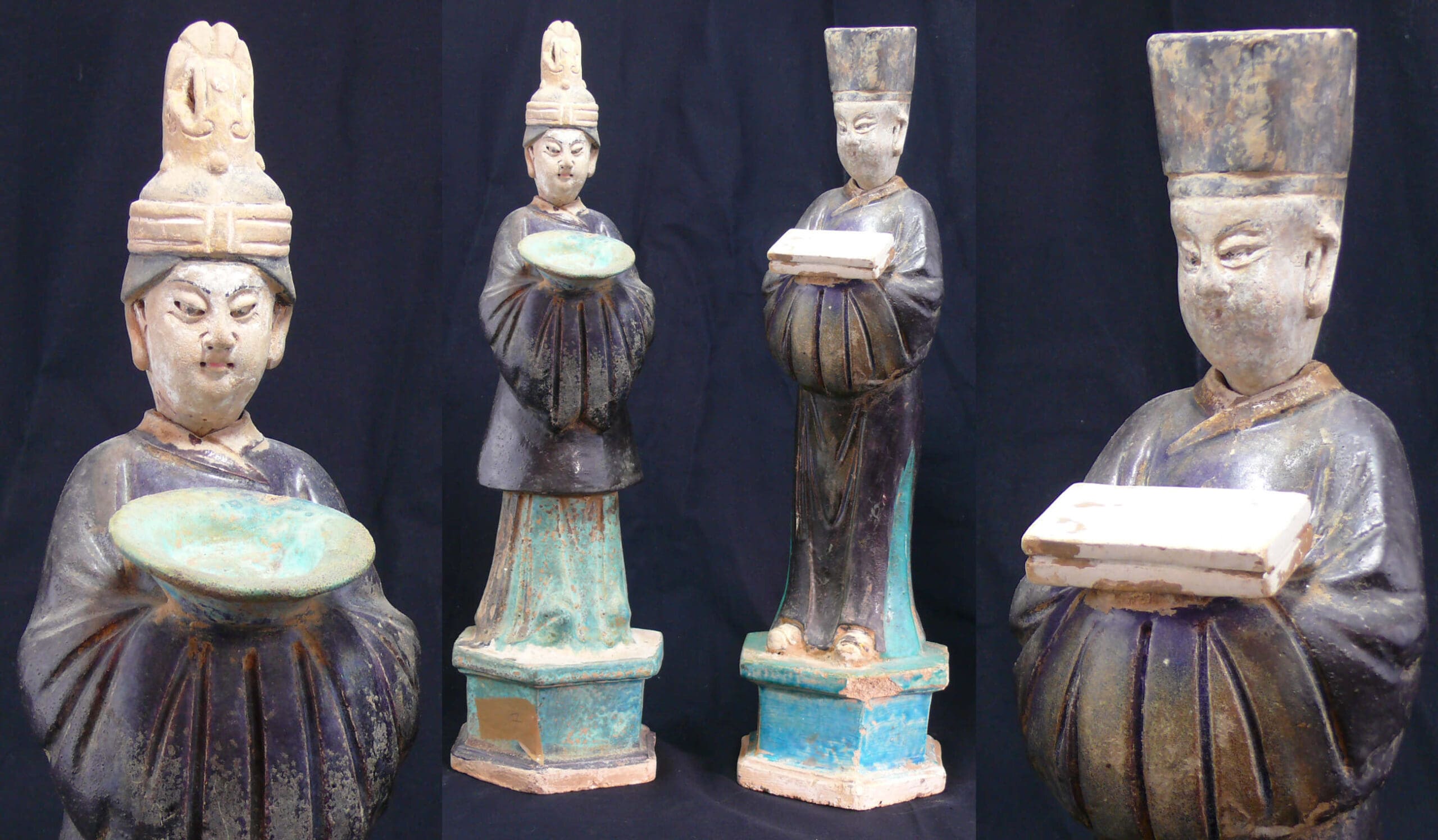Chine - Dignitaires en terre cuite à glaçure - Epoque Ming (1368-1644) Chine - Dignitaires en terre cuite à glaçure - Epoque Ming (1368-1644)