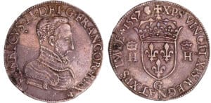 Henri II (1547-1559) - Teston à la tête nue - 1er type - 1557 G (Poitiers) Henri II (1547-1559) - Teston à la tête nue - 1er type - 1557 G (Poitiers)