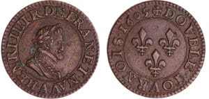 Henri IV (1589-1610) - Double tournois - 1605 A (Paris) Henri IV (1589-1610) - Double tournois - 1605 A (Paris)