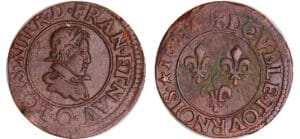 Louis XIII (1610-1643) - Double tournois au buste juvénile et col plat - 1624 O (Riom)