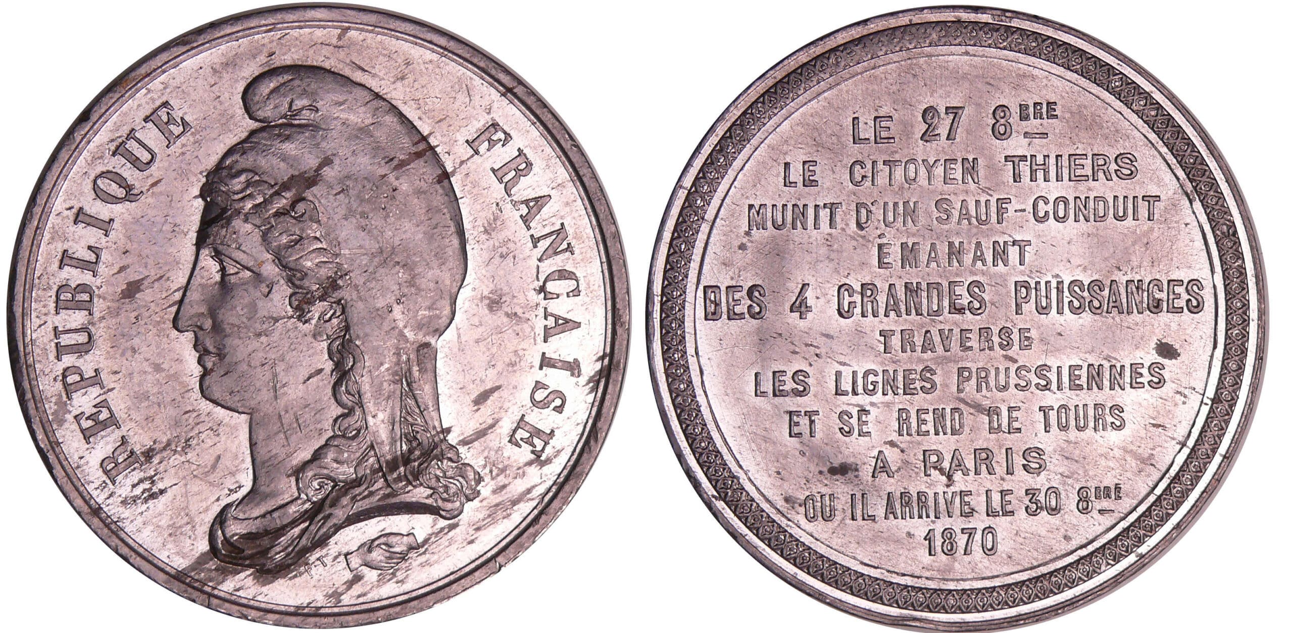 France - Guerre de 1870-1871 - Médaille en étain "Guerre dans les départements", 1870 France - Guerre de 1870-1871 - Médaille en étain "Guerre dans les départements", 1870