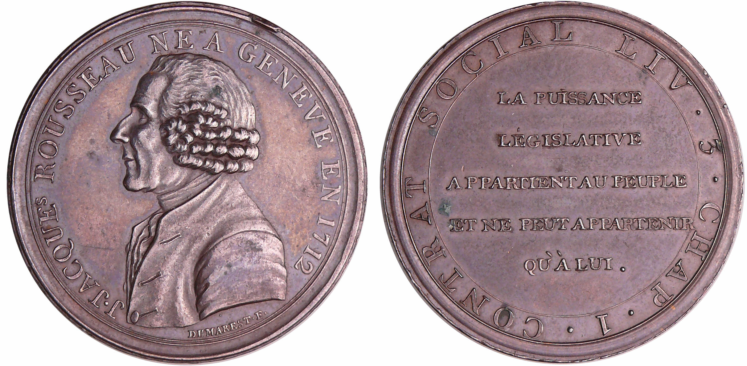 France - Constitution (1791-1792) - Médaille à l’effigie de J.J. Rousseau France - Constitution (1791-1792) - Médaille à l’effigie de J.J. Rousseau