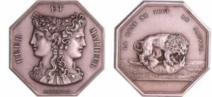 France - Jeton octogonal de jeu Heur et Malheur "La ruse ne peut le sauver" (1880-1907) France - Jeton octogonal de jeu Heur et Malheur "La ruse ne peut le sauver" (1880-1907)