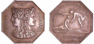 France - Jeton octogonal de jeu Heur et Malheur "Le commerce fait prosperer l'agriculture" (1842-1845)