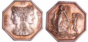 France - Jeton octogonal de jeu Heur et Malheur "L'Amour conduit par la Fortune" Avant 1832