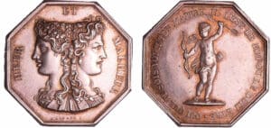 France - Jeton octogonal de jeu Heur et Malheur "Qui que tu sois voici ton maitre  il l'est le fut ou le doit être" Avant 1832