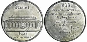 France - Médaille politique - Série Rémoise, Monument de Reims, Place des marchés