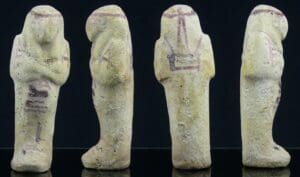 Egypte - Troisième période intermédiaire, 22ème dynastie - Shabti attribué à « Tent-Iset » en fritte émaillée - 945 / 715 av. J.-C.